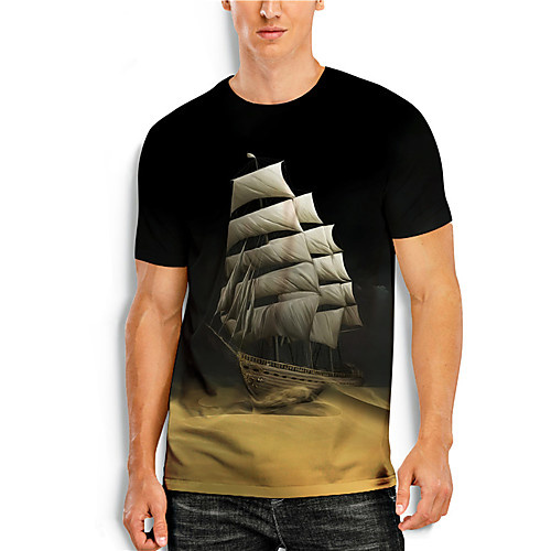

Men's T shirt 3D Print Graphic Graphic Prints 3D Print Short Sleeve Daily Tops Basic Casual Black
