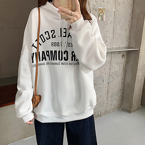 

Women's Hoodie Pullover Oversized Hoodie Fleece Letter Printed Sport Athleisure Hoodie Top Long Sleeve Breathable Warm Soft Comfortable Everyday Use Street Casual Daily Outdoor / Winter