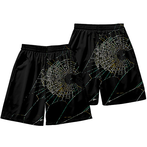 

Men's Casual / Sporty Athleisure Daily Holiday Jogger Shorts Pants Spider web Short Elastic Waist 3D Print Black