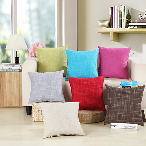 

1 Pc Solid Colored Cushion Cover 40x40cm/45x45cm/50x50cm Linen for Sofa Bedroom