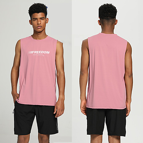 

Men's Sleeveless Workout Tank Top Running Tank Top Top Athletic Athleisure Summer Nylon Quick Dry Lightweight Breathable Fitness Gym Workout Running Jogging Sportswear Plus Size Black Pink Light Grey