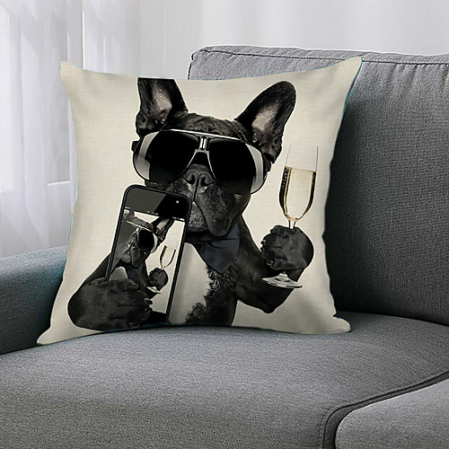 

1 Pc Animal Style Cushion Cover Double Side Print 45x50cm Linen for Sofa Bedroom