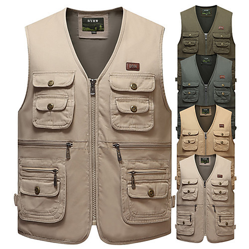 

outdoor safari photographer's vest travel vest hiking vest fishing vest sports vest utility vest bird watching vest durable work vest keep all of your items within reach (tan, xl)