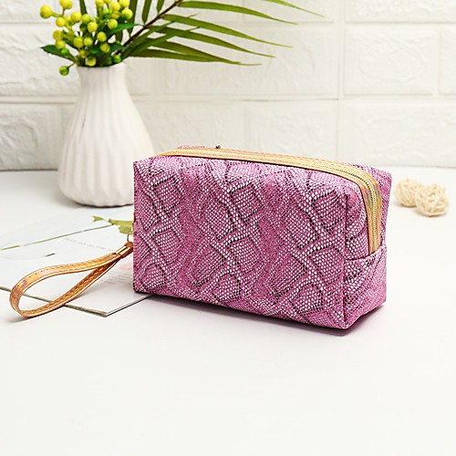 

Women's Bags PU Leather Cosmetic Bag Zipper Solid Color Daily Outdoor Handbags Black Red Blushing Pink Gray