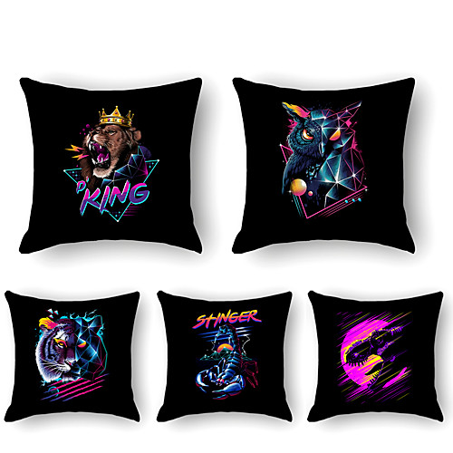 

Cushion Cover 5PCS Linen Soft Decorative Square Throw Pillow Cover Cushion Case Pillowcase for Sofa Bedroom 45 x 45 cm (18 x 18 Inch) Superior Quality Mashine Washable