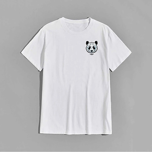 

Men's Unisex T shirt Hot Stamping Panda Animal Plus Size Print Short Sleeve Casual Tops 100% Cotton Basic Casual Fashion White