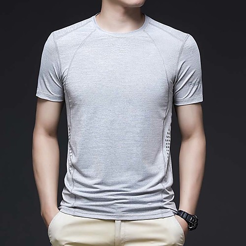 

Men's Hiking Tee shirt Tee Tshirt Outdoor Breathable Quick Dry Elastane Dark Grey Blue Light Grey