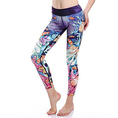 

Women's Casual Yoga Comfort Daily Gym Leggings Pants Multi Color Ankle-Length Print Blue