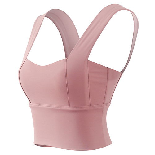 

Women's Sports Bra Bra Top Wirefree Nylon Spandex Yoga Fitness Gym Workout Breathable Soft Padded Medium Support Black Pink Solid Colored / Stretchy / Athletic / Athleisure