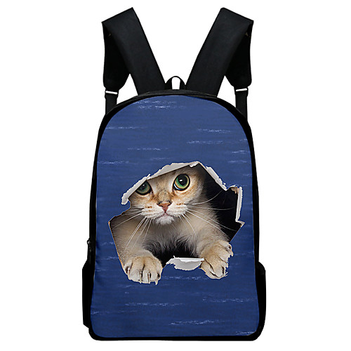 

Unisex Oxford Cloth Canvas School Bag Rucksack Commuter Backpack Large Capacity Cushion Zipper Cat Animal School Daily Backpack Sillver Gray White yellow Wine Black Blue
