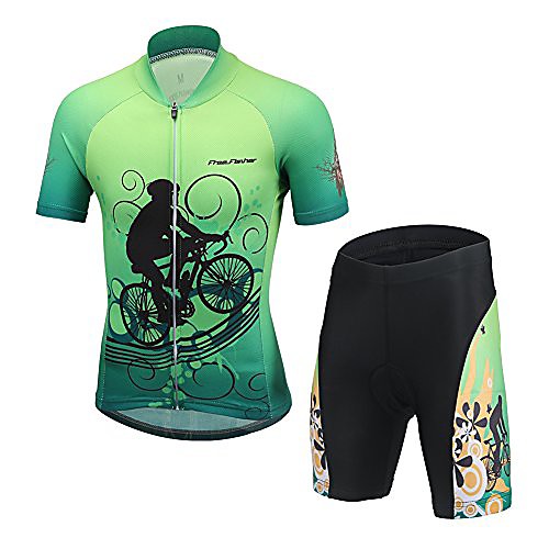 

kids girls boys short sleeve cycling jersery with 3d padded bicycle bike shorts pants green bicycler set xxxl