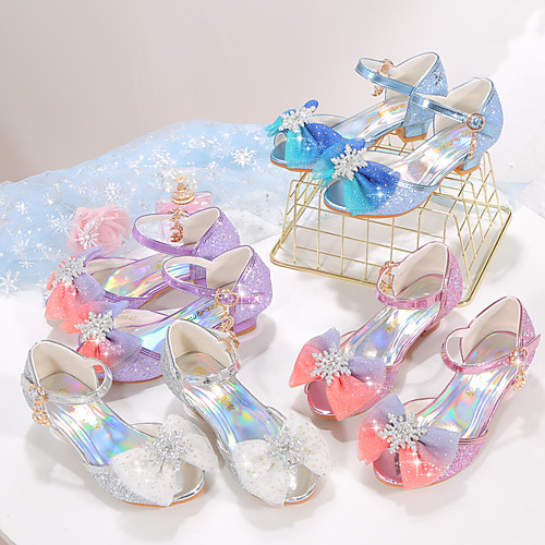 

Girls' Heels Flower Girl Shoes Princess Shoes School Shoes Rubber PU Little Kids(4-7ys) Big Kids(7years ) Daily Party & Evening Walking Shoes Rhinestone Bowknot Buckle Purple Blue Pink Fall Spring