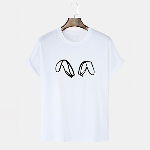

Men's Unisex T shirt Hot Stamping Graphic Prints Rabbit / Bunny Plus Size Print Short Sleeve Daily Tops 100% Cotton Basic Casual White Black Blushing Pink