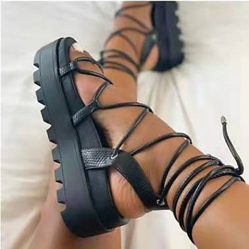 

Women's Sandals Stiletto Heel Round Toe PU Solid Colored White Black