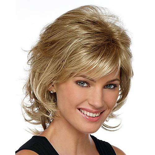 

Synthetic Wig Wavy Asymmetrical Wig Short Light Blonde Blonde Synthetic Hair Women's Fashionable Design Exquisite Romantic Blonde