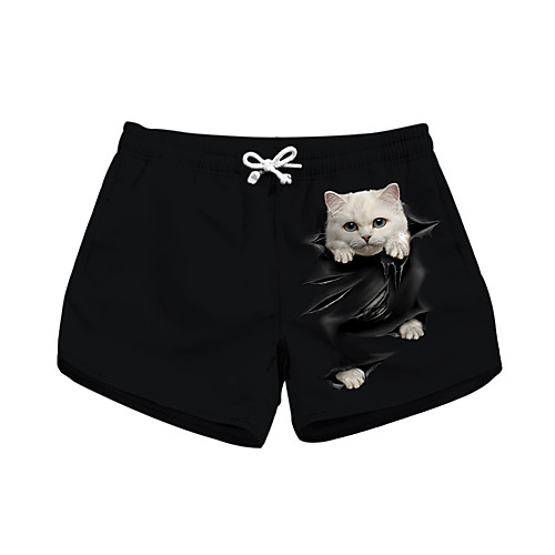 

Women's Stylish Novelty Comfort Leisure Sports Weekend Shorts Pants Cat 3D Graphic Prints Short Sporty Elastic Waist Print Black