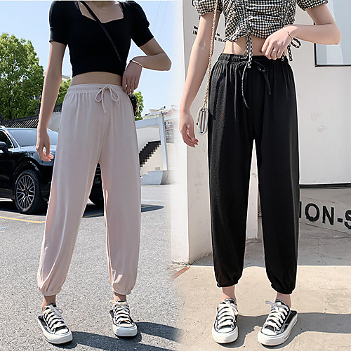 

Women's Sweatpants Jogger Pants Drawstring Cotton Solid Color Sport Athleisure Pants Breathable Soft Comfortable Plus Size Everyday Use Casual Daily Outdoor Exercising