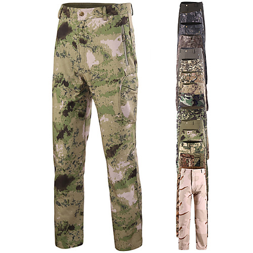 

Men's Softshell Pants Hunting Pants Waterproof Fleece Lining Warm Ventilation Autumn / Fall Winter Spring Solid Colored Camo / Camouflage Bottoms for Camping / Hiking Hunting Fishing ACU Color CP
