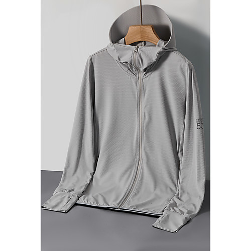 

KORAMAN Men's Hoodie Jacket Hiking Shirt / Button Down Shirts Hiking Skin Jacket Outdoor Solid Color Lightweight UV Sun Protection Breathable Quick Dry Jacket Hoodie Top Spandex Single Slider Hunting