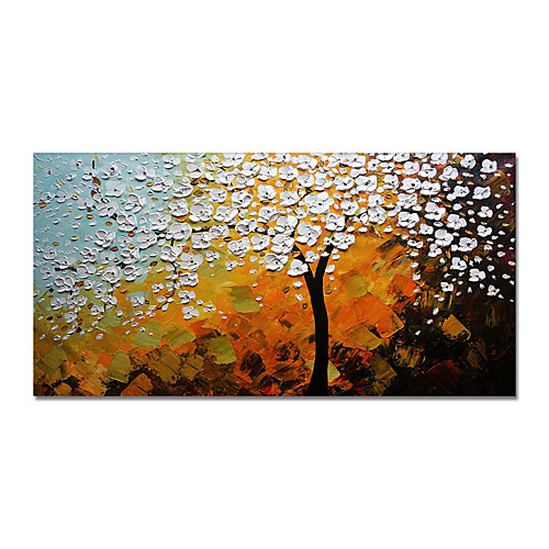 

Oil Painting Hand Painted Horizontal Abstract Floral / Botanical Modern Stretched Canvas