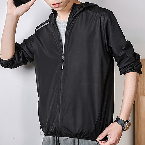 

Men's Hiking Skin Jacket Hiking Windbreaker Outdoor Patchwork Lightweight UV Sun Protection Windproof Breathable Outerwear Jacket Top Spandex Full Length Visible Zipper Fishing Beach Camping / Hiking