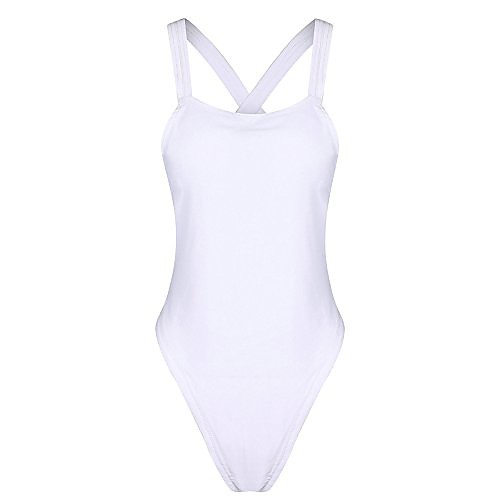 

retro one piece swimsuit for women back tie cross monokini swimwear teen bravetoshop(white, m)