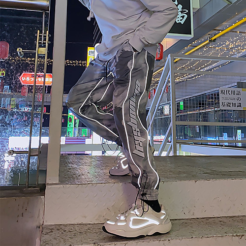 

Men's Casual / Sporty Streetwear Outdoor Sports Casual Weekend Pants Sweatpants Pants Plain Full Length Drawstring Gray