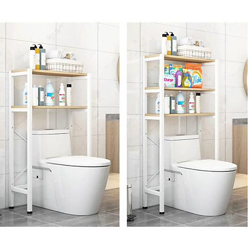 

Toilet Shelf Floor Storage Rack Storage Cabinet above Toilet Household Steel/PB Board