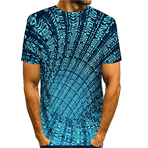 

Men's T shirt 3D Print Graphic 3D 3D Print Short Sleeve Daily Tops Basic Casual Blue