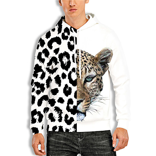 

Men's Pullover Hoodie Sweatshirt Leopard Graphic Prints Print Daily Sports 3D Print 3D Print Casual Hoodies Sweatshirts Black