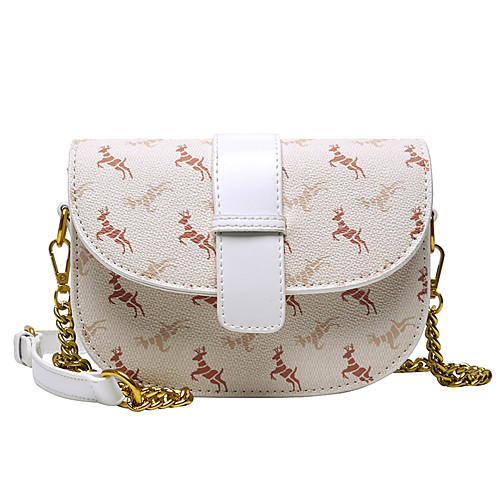 

Women's Bags PU Leather Crossbody Bag Chain Daily 2021 Chain Bag MessengerBag White Coffee
