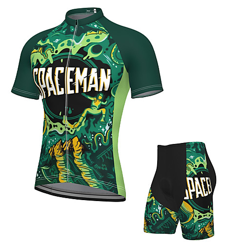 

Men's Short Sleeve Cycling Jersey with Shorts Spandex Green Bike Breathable Quick Dry Sports Graphic Mountain Bike MTB Road Bike Cycling Clothing Apparel / Stretchy / Athletic / Athleisure