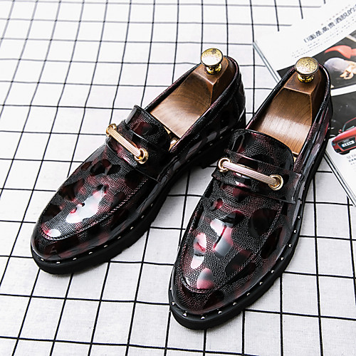 

Men's Loafers & Slip-Ons Casual Daily Walking Shoes PU Breathable Non-slipping Wear Proof Black Red Blue Spring