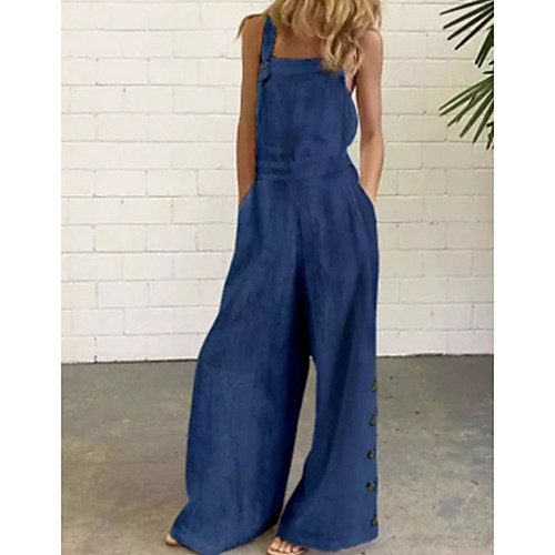 

Women's Ordinary Black Blue Light Blue Jumpsuit Solid Colored