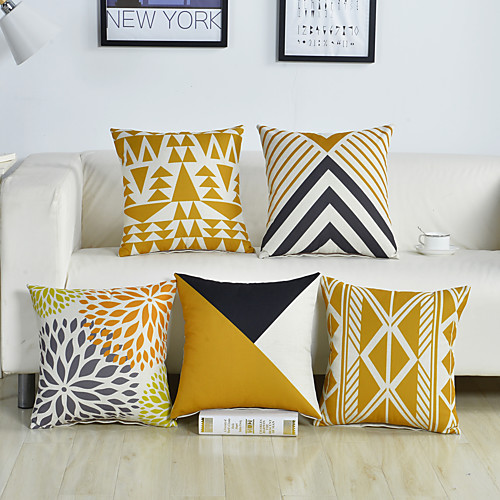 

1 Pc Color Block Cushion Cover One Side Print 45x45cm Linen for Sofa Bedroom
