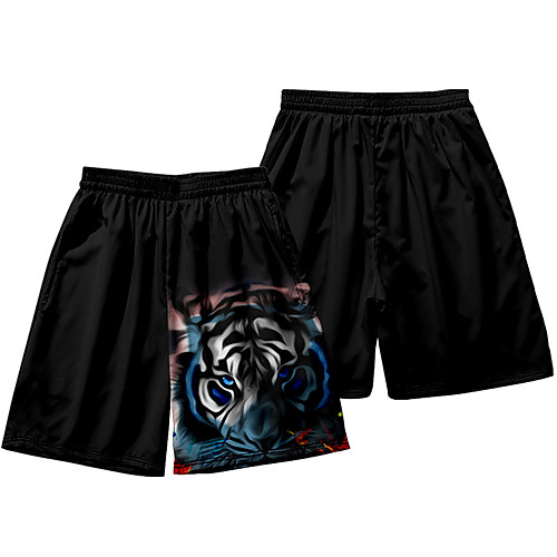 

Men's Casual / Sporty Athleisure Daily Holiday Jogger Shorts Pants Tiger Short Elastic Waist 3D Print Black