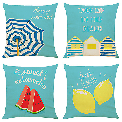 

Cushion Cover 4PC Linen Soft Decorative Square Throw Pillow Cover Cushion Case Pillowcase for Sofa Bedroom 45 x 45 cm (18 x 18 Inch) Superior Quality Machine Washable