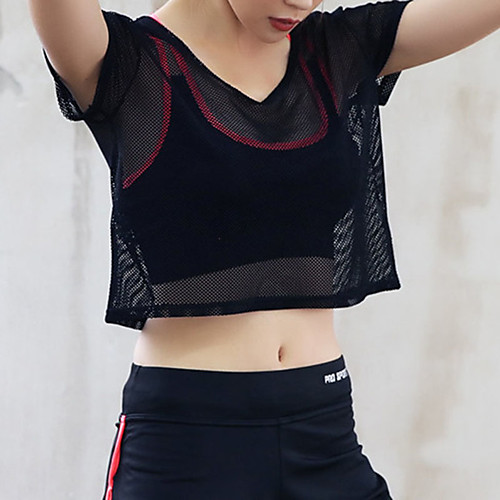 

Women's Crop Top Tee / T-shirt Mesh Crop Top Crew Neck Sport Athleisure T Shirt Top Short Sleeves Breathable Soft Comfortable Everyday Use Street Casual Daily Outdoor