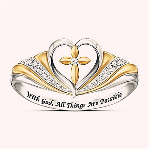 

Ring 3D Gold Zircon Copper Gold Plated Cross Precious Fashion 1pc 7 8 9 / Women's / Promise Ring