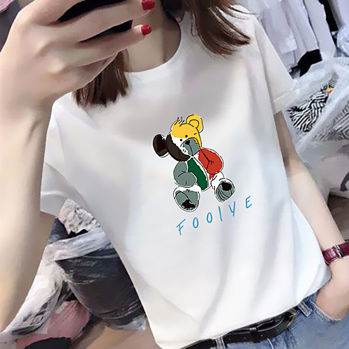 

Women's Tee / T-shirt Pure Color Crew Neck Spandex Animal Patterned Sport Athleisure Top Short Sleeves Breathable Soft Comfortable Everyday Use Casual Daily Outdoor