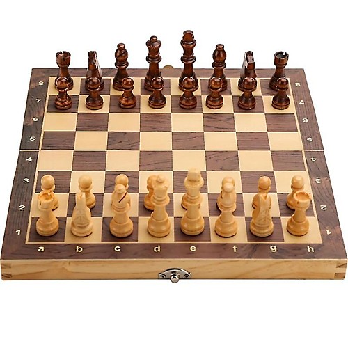 

15 Inch Wooden Chess Set with Felted Game Board Interior for Storage Magnetic Folding Portable Compact Travel Chess Board Handcrafted Set Storage Slots Gift Box for Kids Adults Beginners Set