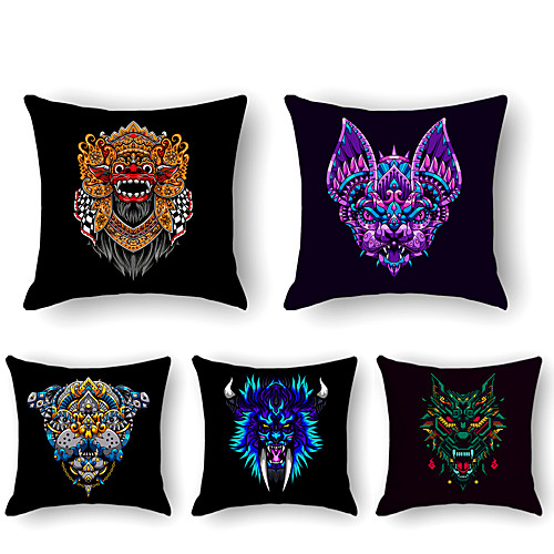 

Cushion Cover 5PCS Linen Soft Decorative Square Throw Pillow Cover Cushion Case Pillowcase for Sofa Bedroom 45 x 45 cm (18 x 18 Inch) Superior Quality Mashine Washable