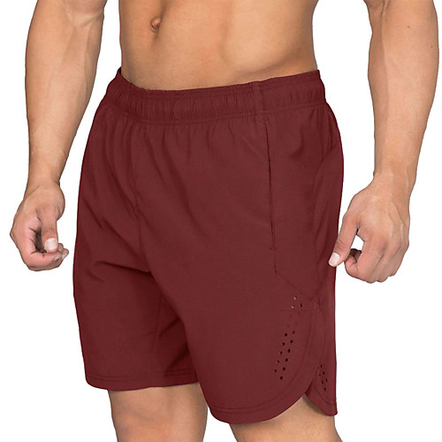 

Men's Running Shorts Athletic Shorts Bottoms Pocket Nylon Fitness Gym Workout Marathon Running Jogging Breathable Quick Dry Moisture Wicking Sport Solid Colored Black Red Light Gray Navy Blue