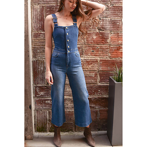 

adjustable strap bib jean overalls for women blue small