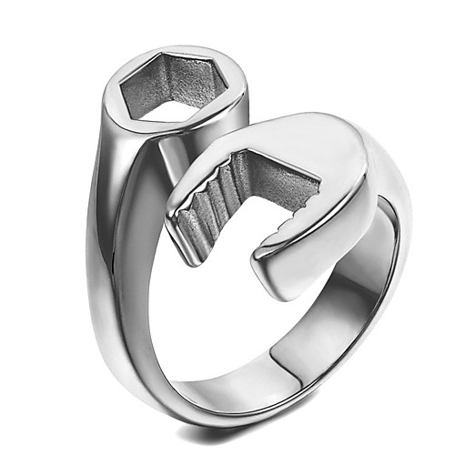 

van unico stainless steel biker ring for men silver spanner mechanic wrench tool size 7-15(9)