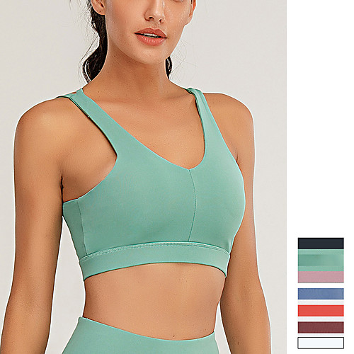 

Women's Sports Bra Bra Top Open Back Spandex Yoga Fitness Gym Workout Breathable Soft Push Up Padded Medium Support White Black Red Blue Pink Orange Solid Colored / Stretchy