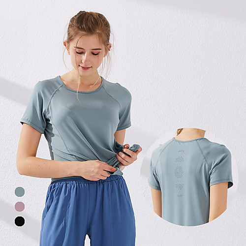 

Women's Yoga Top Solid Color Black Purple Blue Pink Green Spandex Yoga Fitness Gym Workout Tee Tshirt Sport Activewear Breathable Quick Dry Comfortable Freedom Stretchy