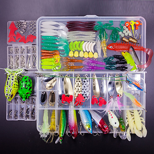 

101 pcs Lure kit Fishing Lures Hard Bait Soft Bait Buzzbait & Spinnerbait Spoons Minnow Crank Pencil Floating Sinking Fast Sinking Bass Trout Pike Sea Fishing Bait Casting Freshwater Fishing