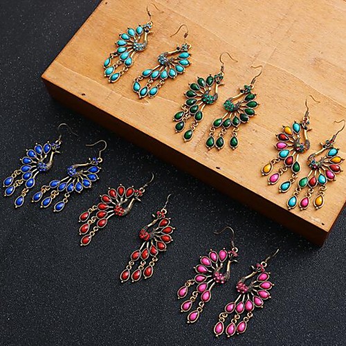 

Women's Turquoise Drop Earrings Vintage Earrings Jewelry Rainbow color / Blue / Red For Date Festival