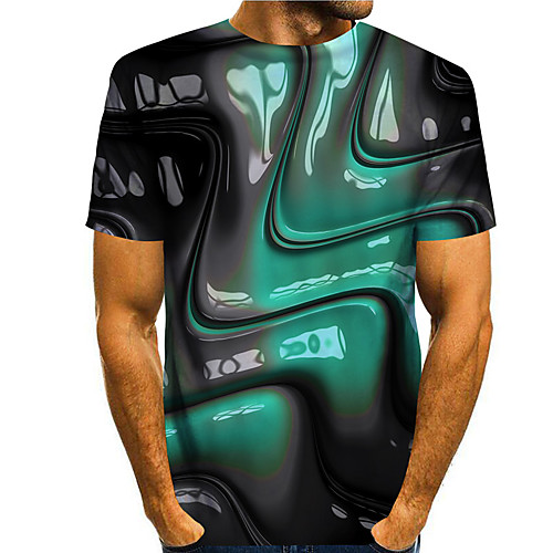 

Men's T shirt 3D Print Graphic Graphic Prints 3D Print Short Sleeve Daily Tops Basic Casual Green / Black